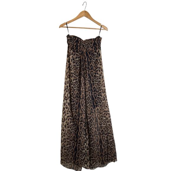 Sans Souci Leopard Print Strapless Maxi Dress Size M Boho Animal Print EUC - Picture 2 of 8